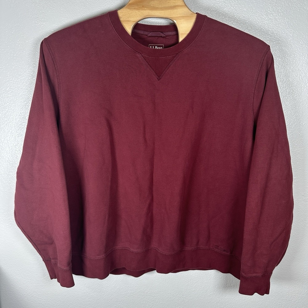 LL Bean Sweatshirt Mens Size XXXL 3XL Maroon Traditional Fit Crew Neck Pullover